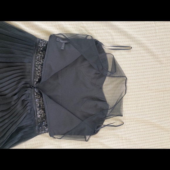 BCBG Black Mesh Sequence Pleated Dress - Picture 7 of 13